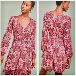 Anthropologie Maeve paisley wrap front dress